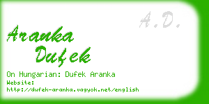 aranka dufek business card